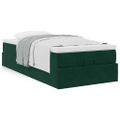 vidaXL Osmanský rám postele s matracom tmavozelená 90x200 cm zamat