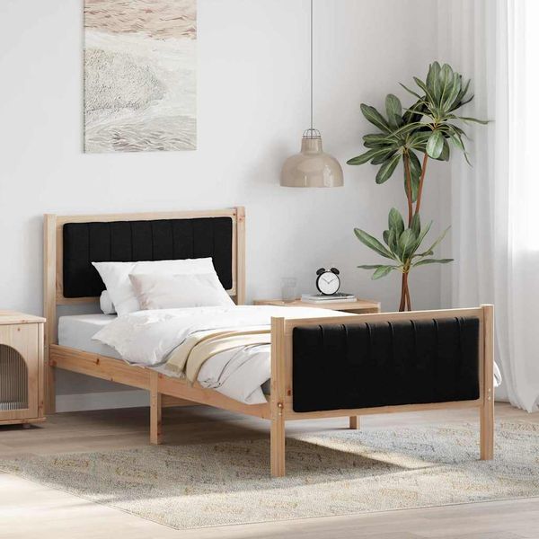 vidaXL Rám postele Hnedá a čierna 90 x 200 cm Borovicový masív