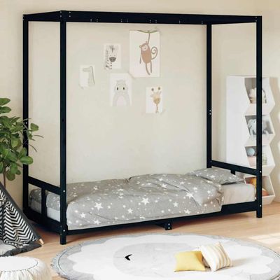 vidaXL Rám detskej postele čierny 80x200 cm masívna borovica