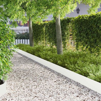 vidaXL Obrubník trávnika 10 ks 103 x 20 cm Oceľ Biela
