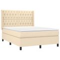 vidaXL Posteľný rám boxspring s matracom krémový 140x200 cm látka