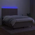 vidaXL Posteľ boxsping s matracom a LED sivohnedá 140x190 cm látka