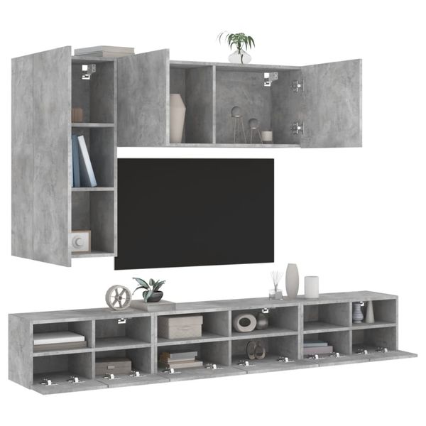 vidaXL 5-dielne TV nástenné skrinky betónovo sivé kompozitné drevo