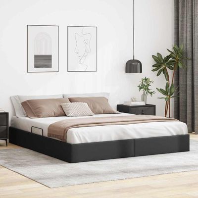 vidaXL Úložná posteľ s úložiskom Čierna 183 x 213 cm Umelá koža