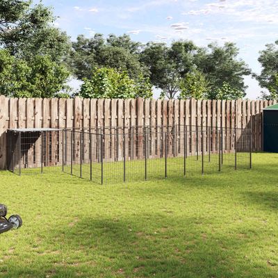 vidaXL Koterec pre psy čierny 15,73 m² oceľ