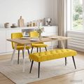 vidaXL Lavica s gombíkovým prešívaním Žltá 110 x 40 x 46 cm Zamat