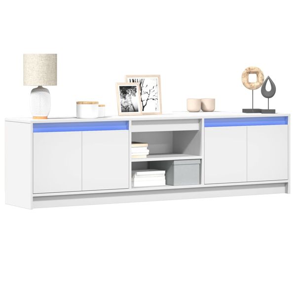 vidaXL TV stolík s LED biely 180x34x50 cm kompozitné drevo