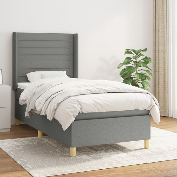 vidaXL Boxspring posteľ s matracom tmavosivá 90x190 cm látka