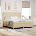 vidaXL Posteľ s pružinovým rámom s matracmi Krémová 200 x 180 cm látka