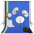 vidaXL Fotografické vybavenie+lampy, dáždniky, pozadie a reflektor