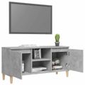 vidaXL TV stolík nohy z masívneho dreva betónové sivé 103,5x35x50cm
