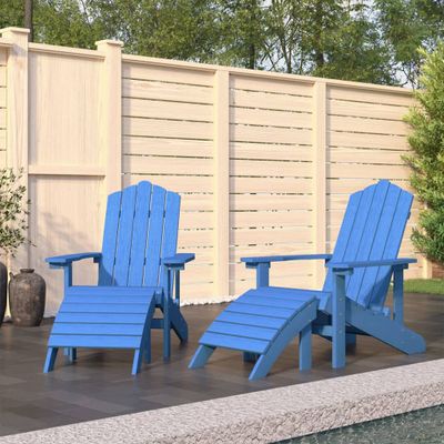 vidaXL Záhradné stoličky s podnožkami Adirondack 2 ks HDPE aqua modré