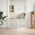vidaXL Brána pre psa skladacia 2 panely biela 160 cm topoľové drevo