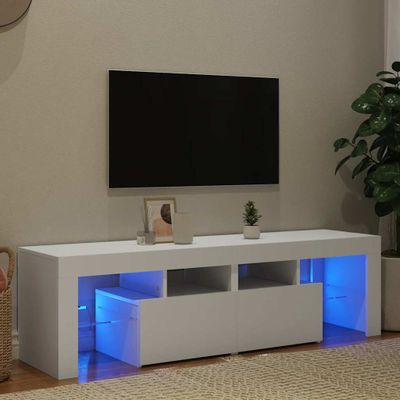 vidaXL TV skrinka s LED svetlami, biela 140x36,5x40 cm