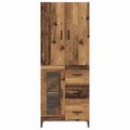 vidaXL Highboard Staré drevo 69,5 x 34 x 180 cm Kompozitné drevo