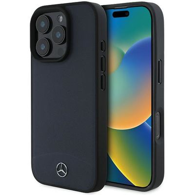 Puzdro Mercedes pre iPhone 16 Pro Max 6,9" MEHMP16X23RBARV Hardcase Textúrovaná a hladká koža MagSafe tmavomodrá