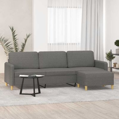vidaXL 3-miestna pohovka s podnožkou tmavosivá 210 cm látka