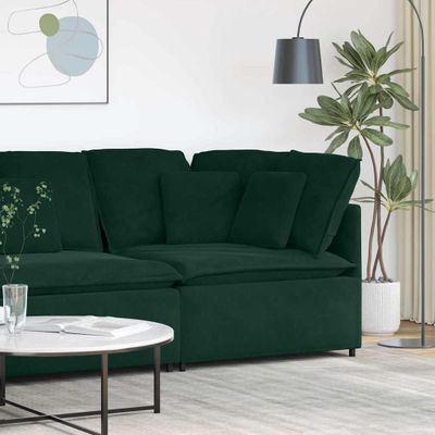 vidaXL Modulárna rohová pohovka s vankúšmi, tmavozelená 100 cm