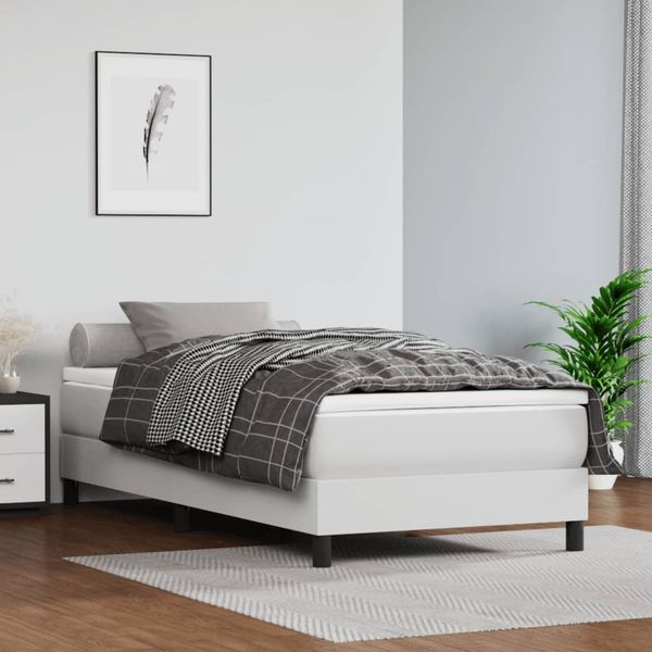 vidaXL Posteľný rám s boxspringom biely 100x200 cm umelá koža