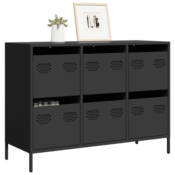 vidaXL Komoda čierna 101,5x39x73,5 cm oceľ valcovaná za studena