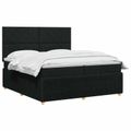 vidaXL LED boxspring posteľ s matracom Čierna 200 x 200 cm Látka