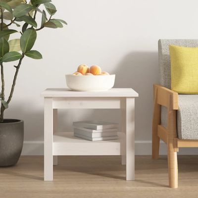 vidaXL Konferenčný stolík biely 45x45x40 cm masívne borovicové drevo