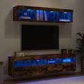 vidaXL 5-dielne TV nástenné skrinky s LED dymový dub kompozitné drevo