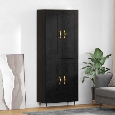 vidaXL Highboard Čierny dub 69,5 x 34 x 90 cm Kompozitné drevo