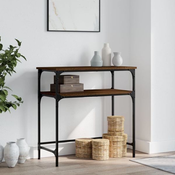vidaXL Konzolový stolík hnedý dub 75x35,5x75 cm kompozitné drevo