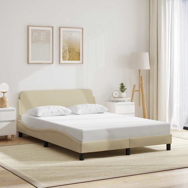 vidaXL Rám postele Dover krémová 120x200 cm látka