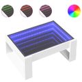 vidaXL Konferenčný stolík s nekonečnými LED biely 70x53x30 cm