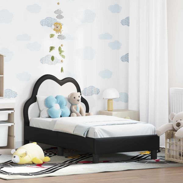 vidaXL Rám detskej postele s čelom Čierna 70 x 140 cm PU