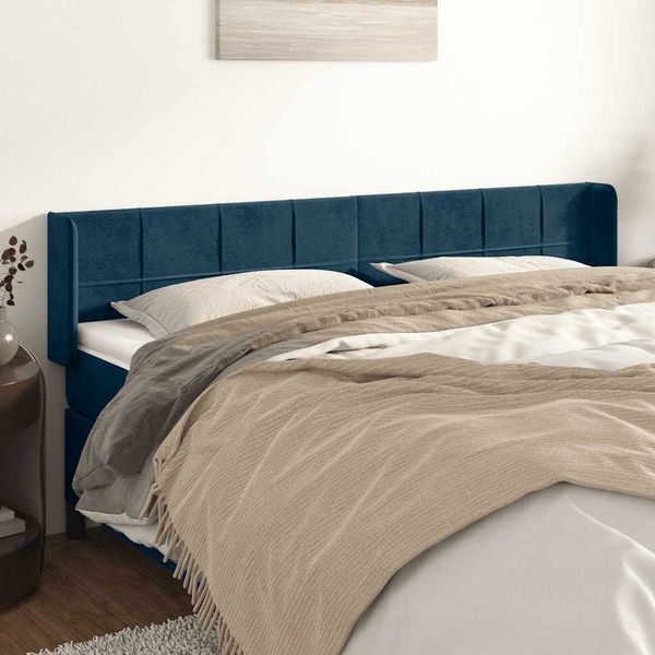 vidaXL Čelo postele so záhybmi tmavomodrá 203x16x78/88 cm zamat