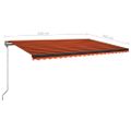vidaXL Stojaca ručne zaťahovacia markíza 500x350 cm oranžovo-hnedá