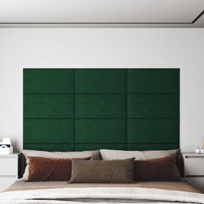 vidaXL Nástenné panely 12 ks tmavozelené 60x30 cm látka 2,16 m²