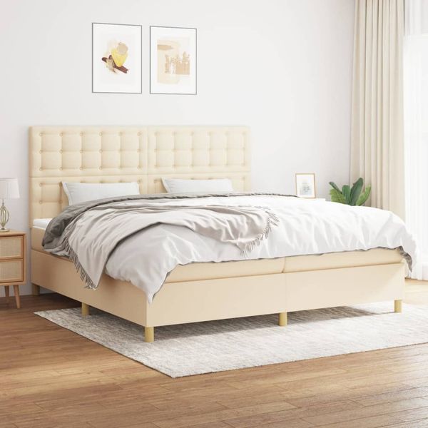 vidaXL Boxspring posteľ s matracom krémová 200x200 cm látka