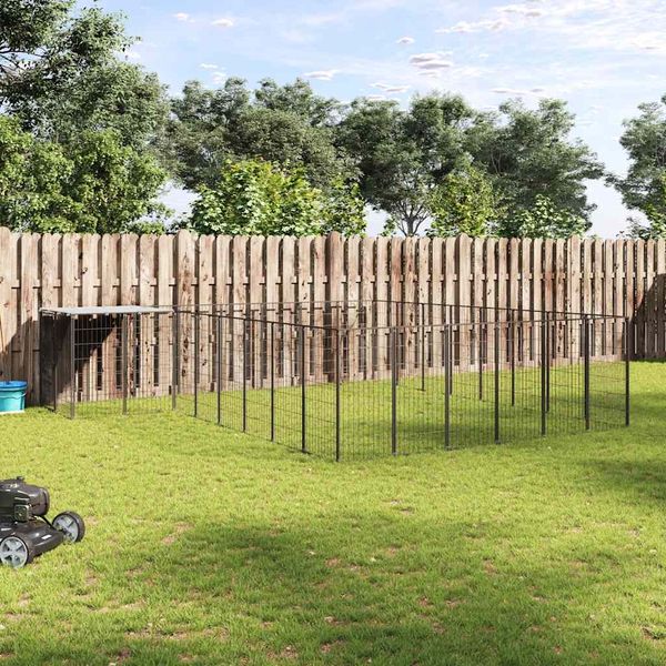 vidaXL Koterec pre psy čierny 15,73 m² oceľ