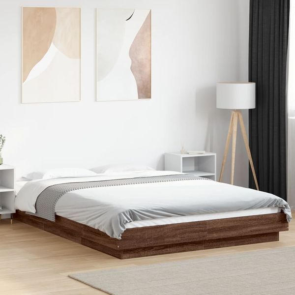 vidaXL Posteľný rám hnedý dub 140x190 cm kompozitné drevo