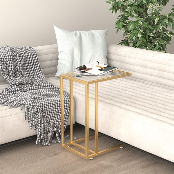 vidaXL Počítačový bočný stolík priehľadný 50x35x65 cm tvrdené sklo