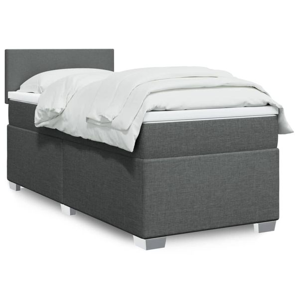 vidaXL Boxspring posteľ s matracom tmavosivá 90x190 cm látka