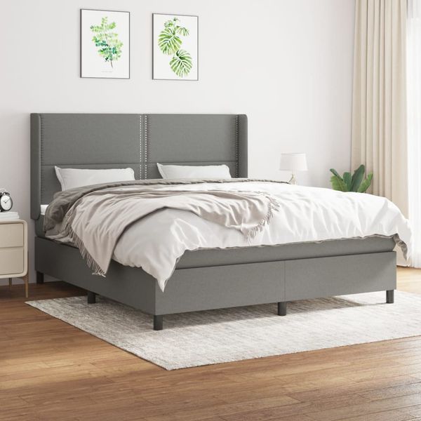 vidaXL Boxspring posteľ s matracom tmavosivá 180x200 cm látka