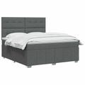vidaXL LED boxspring posteľ s matracom Tmavosivá 140 x 200 cm Látka