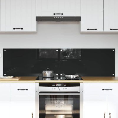 vidaXL Kuchynský obklad 2 pcs Čierna 80 x 40 cm tvrdené sklo