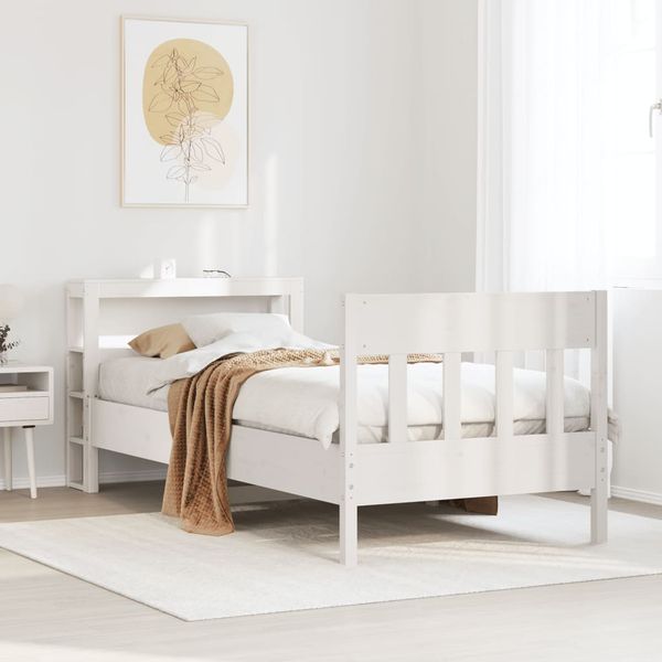 vidaXL Posteľ bez matraca biela 75x190 cm masívna borovica