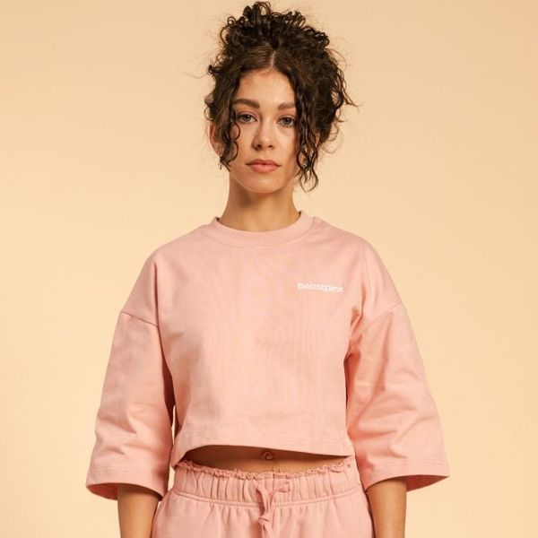 Dámske tričko Cropped Serenity Pink - BeastPink, veľkosť L, veľkosť oblečenia L
