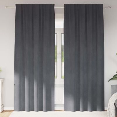 vidaXL Zatemňovacie závesy 2 pcs Svetlosivá 140 x 245 cm Zamat