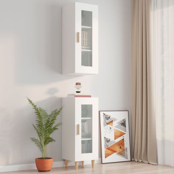 vidaXL Závesná nástenná skrinka biela 34,5x34x90 cm