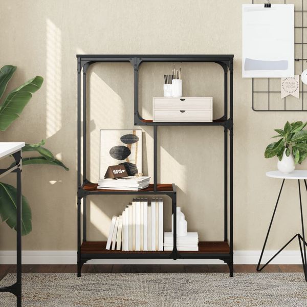 vidaXL Knižnica hnedý dub 81x36x115 cm kompozitné drevo a oceľ
