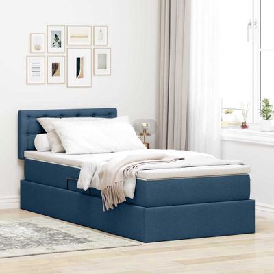 vidaXL Postel s úložným prostorem a matrací Modrá 90 x 190 cm