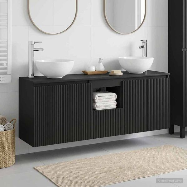 vidaXL Set kabinetov do kúpeľne 3 ks Čierna 49,5 x 35 x 63 cm